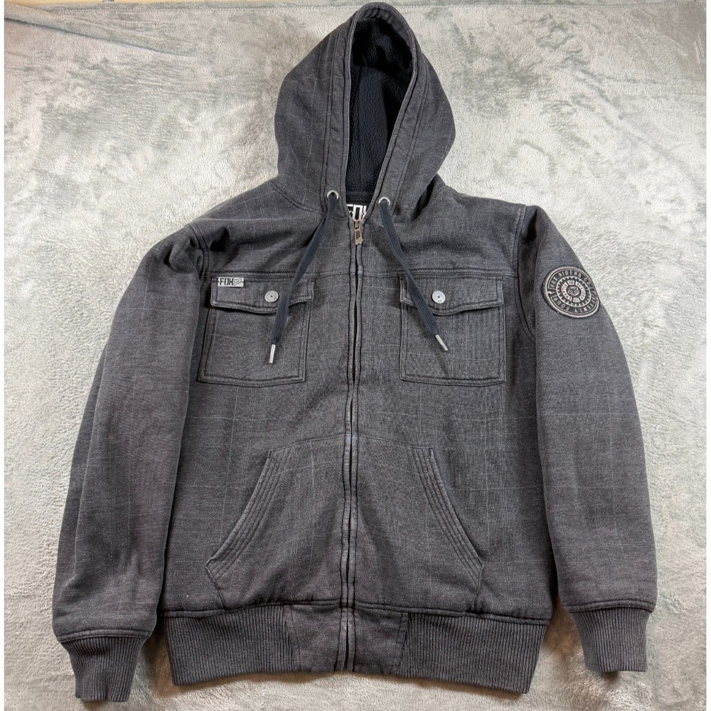 FOX Racing Created To Destroy Sherpa Lined Zip Hoodie Jacket Gray M